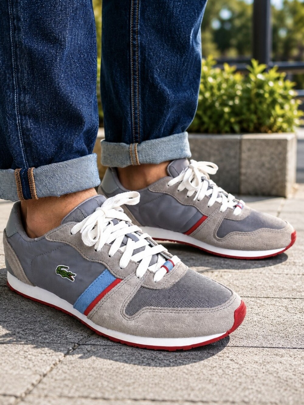 NEW Lacoste Tevere TK SPM Sneakers Grey Low Top Lace Up Retro NEW Men's Size 8